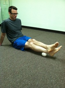 Use a soft ball to perform self-trigger point therapy. For plantar fasciitis treatment.